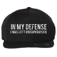 In My Defense I Was Left Unsupervised Cool Funny Wool Snapback Cap