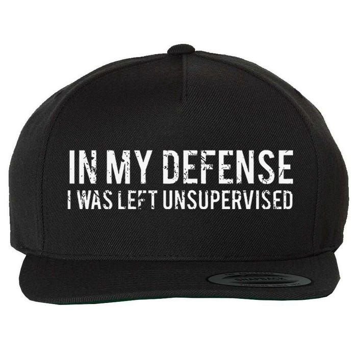 In My Defense I Was Left Unsupervised Cool Funny Wool Snapback Cap