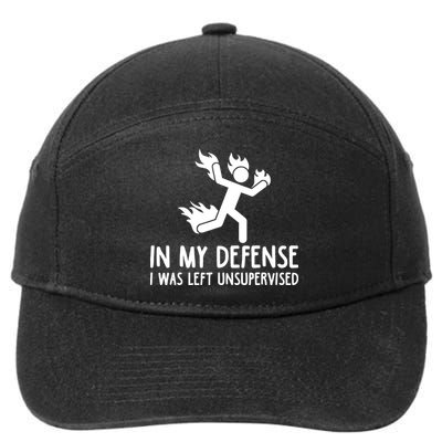 In My Defense I Was Left Unsupervised Funny Gift 7-Panel Snapback Hat