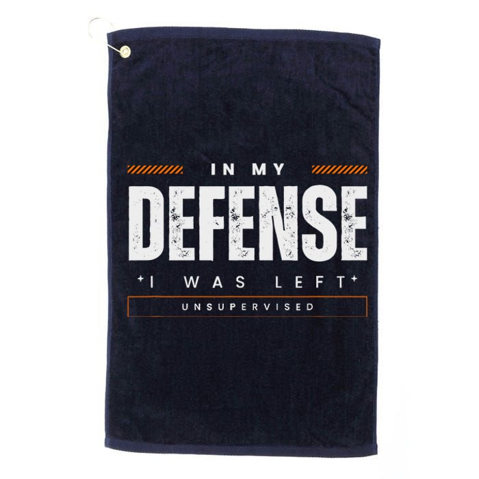 In My Defense I Was Left Unsupervised | Funny Retro Vintage Platinum Collection Golf Towel