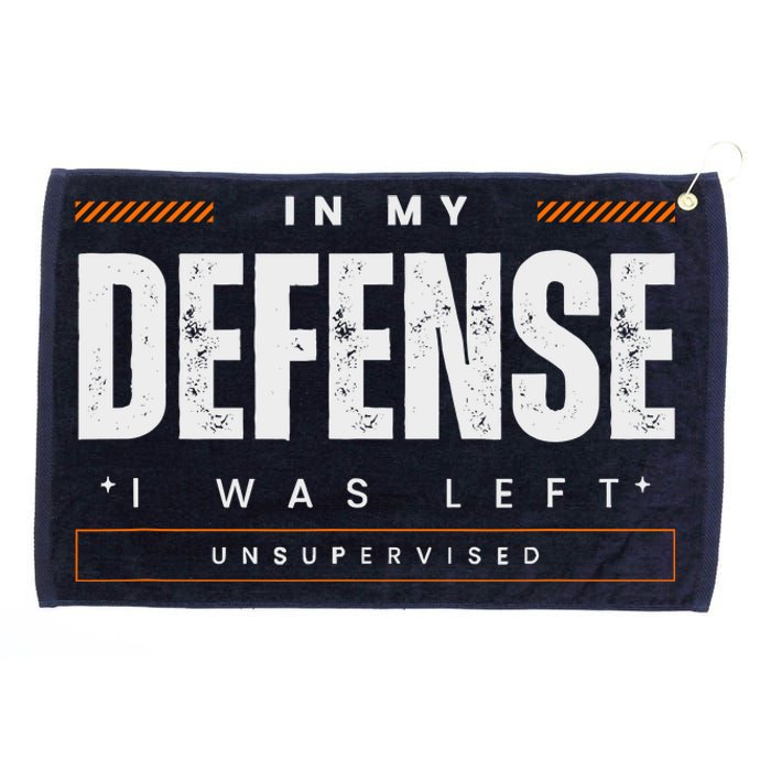 In My Defense I Was Left Unsupervised | Funny Retro Vintage Grommeted Golf Towel