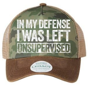 In My Defense I Was Left Unsupervised Funny Legacy Tie Dye Trucker Hat