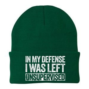 In My Defense I Was Left Unsupervised Funny Knit Cap Winter Beanie