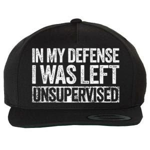 In My Defense I Was Left Unsupervised Funny Wool Snapback Cap