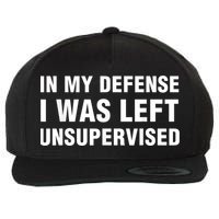 In My Defense I Was Left Unsupervised Wool Snapback Cap