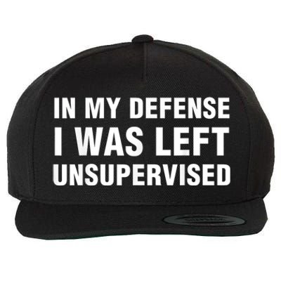 In My Defense I Was Left Unsupervised Wool Snapback Cap