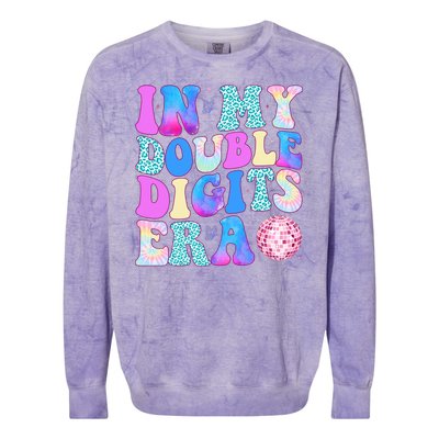 In My Double Digits Era 10 Year Old 10th Birthday Disco Colorblast Crewneck Sweatshirt