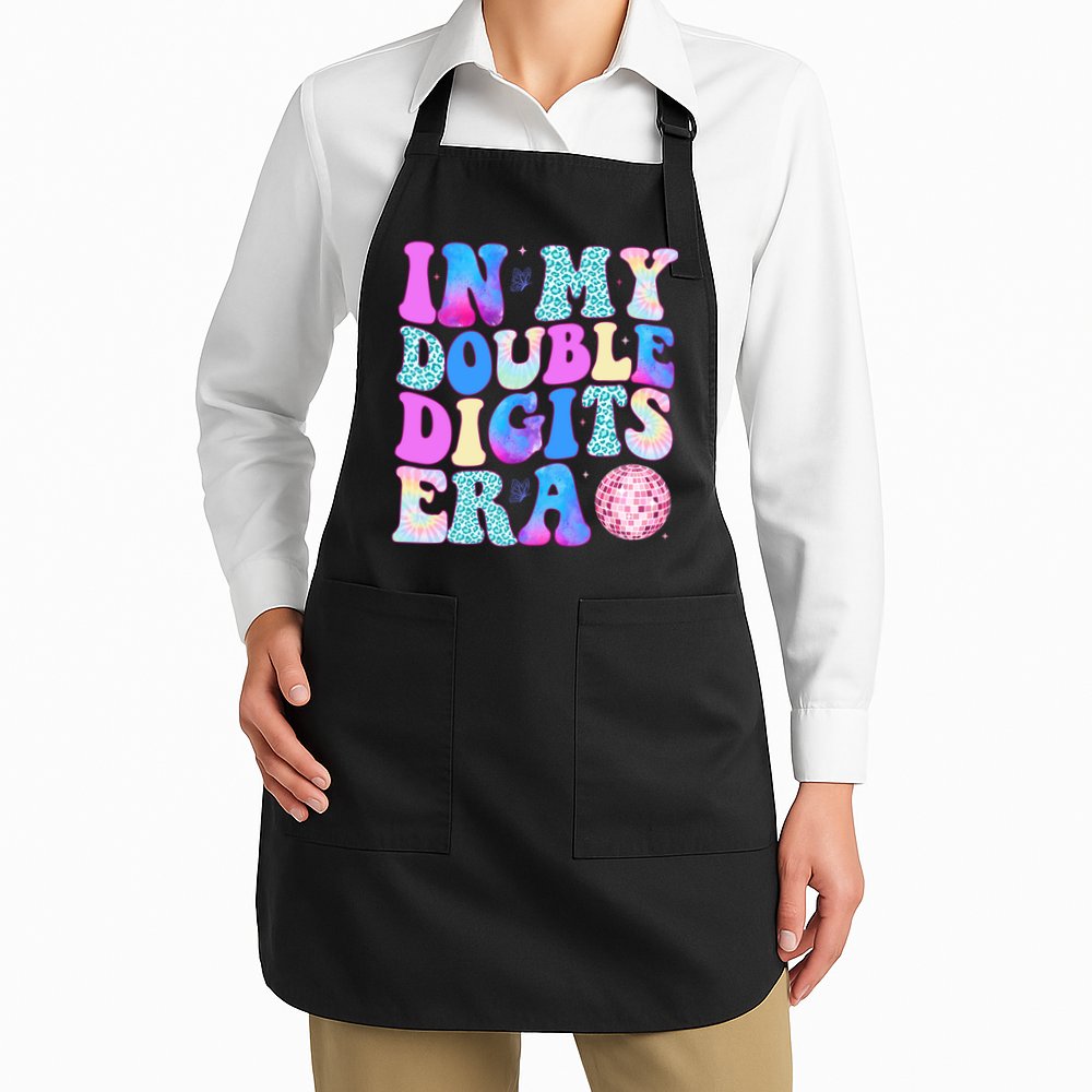 In My Double Digits Era 10 Year Old 10th Birthday Disco Apron
