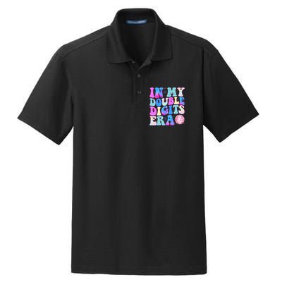 In My Double Digits Era 10 Year Old 10th Birthday Disco Dry Zone Grid Polo