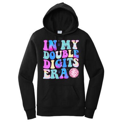 In My Double Digits Era 10 Year Old 10th Birthday Disco Women's Pullover Hoodie