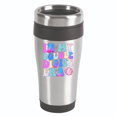 In My Double Digits Era 10 Year Old 10th Birthday Disco 16oz Travel Tumbler
