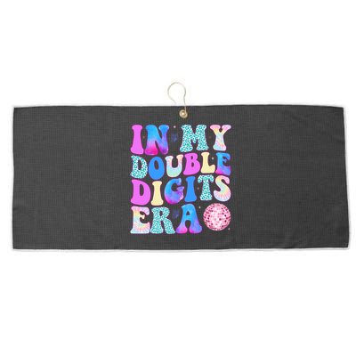 In My Double Digits Era 10 Year Old 10th Birthday Disco Large Microfiber Waffle Golf Towel