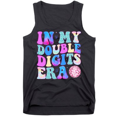 In My Double Digits Era 10 Year Old 10th Birthday Disco Tank Top