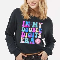 In My Double Digits Era 10 Year Old 10th Birthday Disco Cropped Pullover Crew