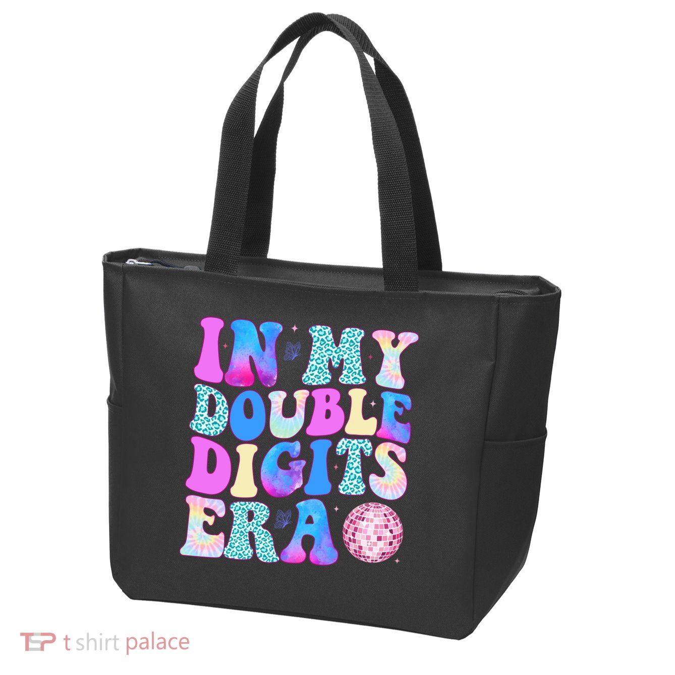 In My Double Digits Era 10 Year Old 10th Birthday Disco Zip Tote Bag