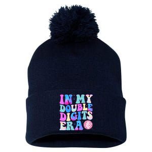 In My Double Digits Era 10 Year Old 10th Birthday Disco Pom Pom 12in Knit Beanie