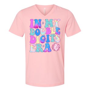 In My Double Digits Era 10 Year Old 10th Birthday Disco V-Neck T-Shirt