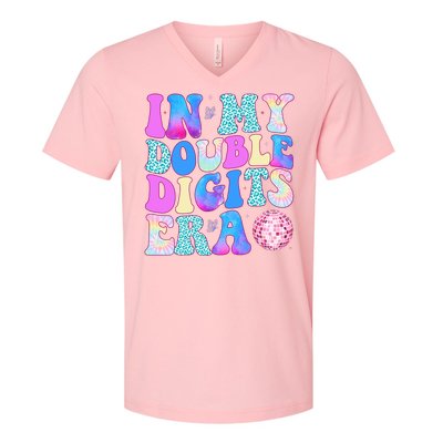 In My Double Digits Era 10 Year Old 10th Birthday Disco V-Neck T-Shirt