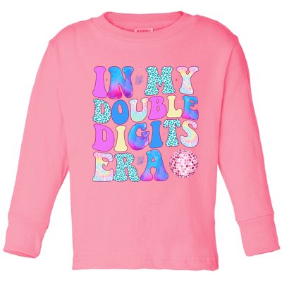 In My Double Digits Era 10 Year Old 10th Birthday Disco Toddler Long Sleeve Shirt