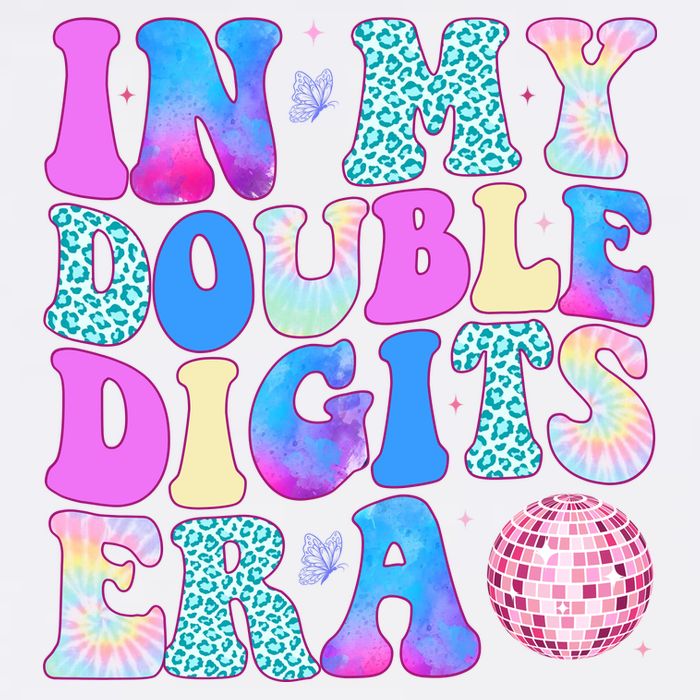 In My Double Digits Era 10 Year Old 10th Birthday Disco Garment-Dyed Sweatshirt
