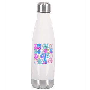 In My Double Digits Era 10 Year Old 10th Birthday Disco Stainless Steel Insulated Water Bottle