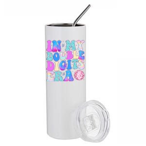 In My Double Digits Era 10 Year Old 10th Birthday Disco Stainless Steel Tumbler