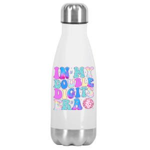 In My Double Digits Era 10 Year Old 10th Birthday Disco Stainless Steel Insulated Water Bottle