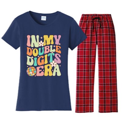 In My Double Digits Era Retro 10 Year Old 10th Birthday Women's Flannel Pajama Set