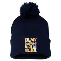 In My Double Digits Era Retro 10 Year Old 10th Birthday Pom Pom 12in Knit Beanie