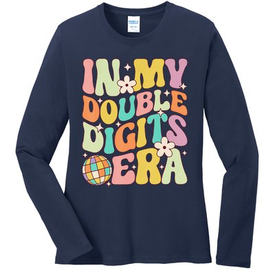 In My Double Digits Era Retro 10 Year Old 10th Birthday Ladies Long Sleeve Shirt