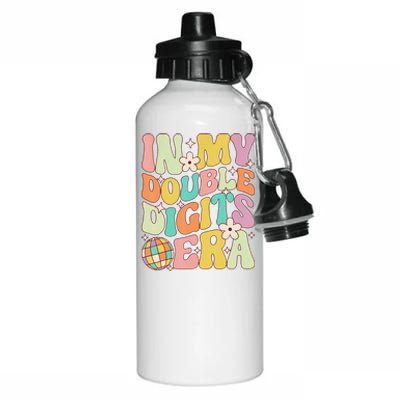 In My Double Digits Era Retro 10 Year Old 10th Birthday Aluminum Water Bottle 