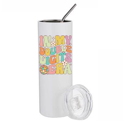 In My Double Digits Era Retro 10 Year Old 10th Birthday Stainless Steel Tumbler