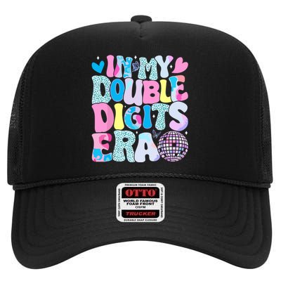 In My Double Digits Era Retro 10 Year Old 10th Birthday Girl High Crown Mesh Back Trucker Hat