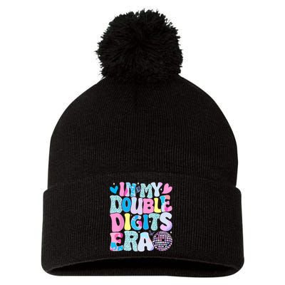 In My Double Digits Era Retro 10 Year Old 10th Birthday Girl Pom Pom 12in Knit Beanie