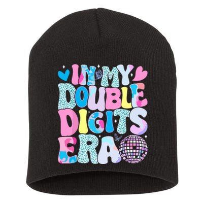 In My Double Digits Era Retro 10 Year Old 10th Birthday Girl Short Acrylic Beanie