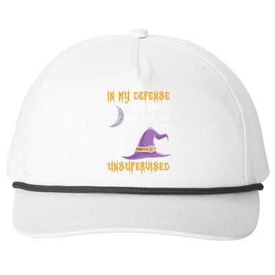 In My Defense The Moon Was Full Witch Gift Snapback Five-Panel Rope Hat