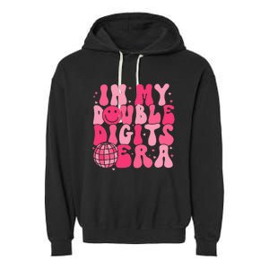 In My Double Digits Era Happy 10th Birthday Groovy Girl Garment-Dyed Fleece Hoodie