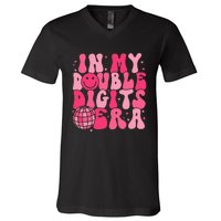 In My Double Digits Era Happy 10th Birthday Groovy Girl V-Neck T-Shirt