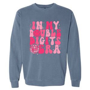 In My Double Digits Era Happy 10th Birthday Groovy Girl Garment-Dyed Sweatshirt