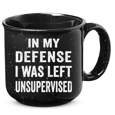 In my defense I was left unsupervised Cool Funny tee 15oz Campfire Ceramic Mug