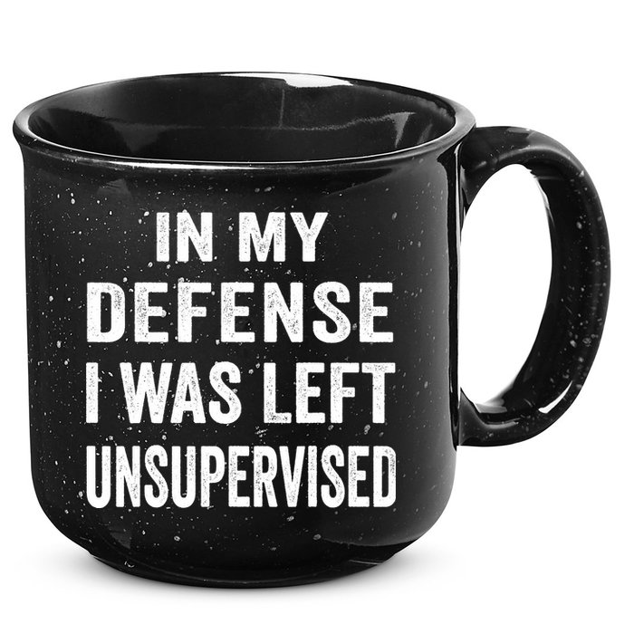 In my defense I was left unsupervised Cool Funny tee 15oz Campfire Ceramic Mug