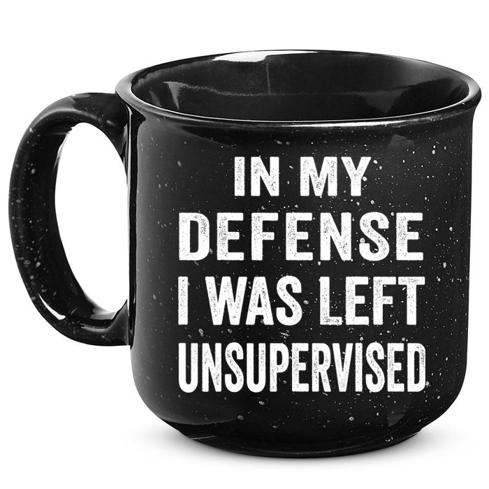 In my defense I was left unsupervised Cool Funny tee 15oz Campfire Ceramic Mug