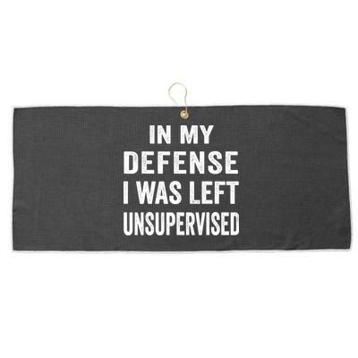 In my defense I was left unsupervised Cool Funny tee Large Microfiber Waffle Golf Towel