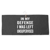 In my defense I was left unsupervised Cool Funny tee Large Microfiber Waffle Golf Towel