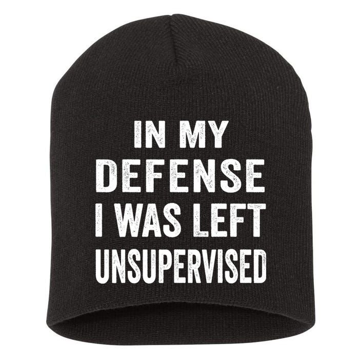 In my defense I was left unsupervised Cool Funny tee Short Acrylic Beanie