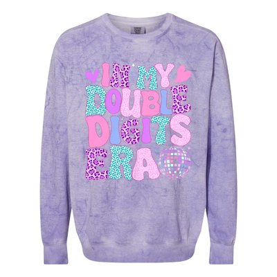 In My Double Digits Era Retro 10 Year Old 10th Birthday Girl Colorblast Crewneck Sweatshirt