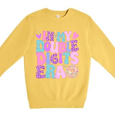 In My Double Digits Era Retro 10 Year Old 10th Birthday Girl Premium Crewneck Sweatshirt