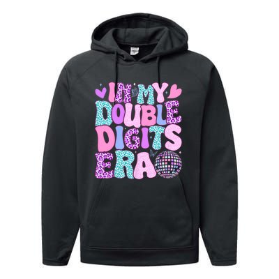 In My Double Digits Era Retro 10 Year Old 10th Birthday Girl Performance Fleece Hoodie