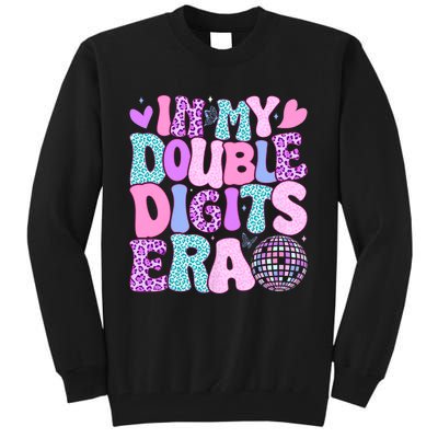 In My Double Digits Era Retro 10 Year Old 10th Birthday Girl Tall Sweatshirt