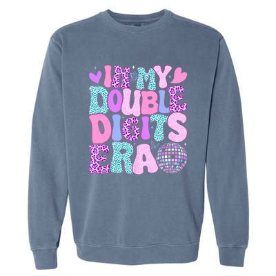 In My Double Digits Era Retro 10 Year Old 10th Birthday Girl Garment-Dyed Sweatshirt